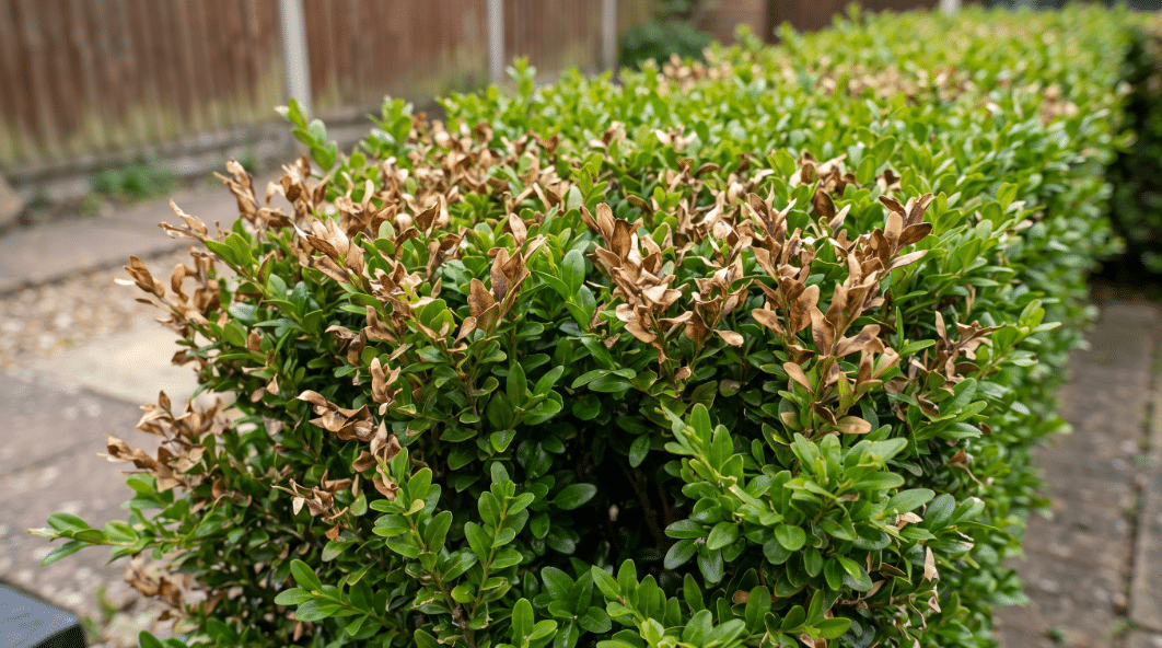 box hedge burned